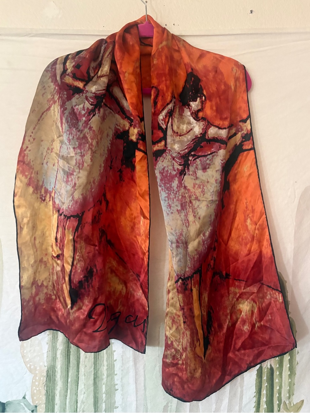 Degas Ballet Dancers Silk  Scarf,Made In Austria. 64x16" Hand Rolled